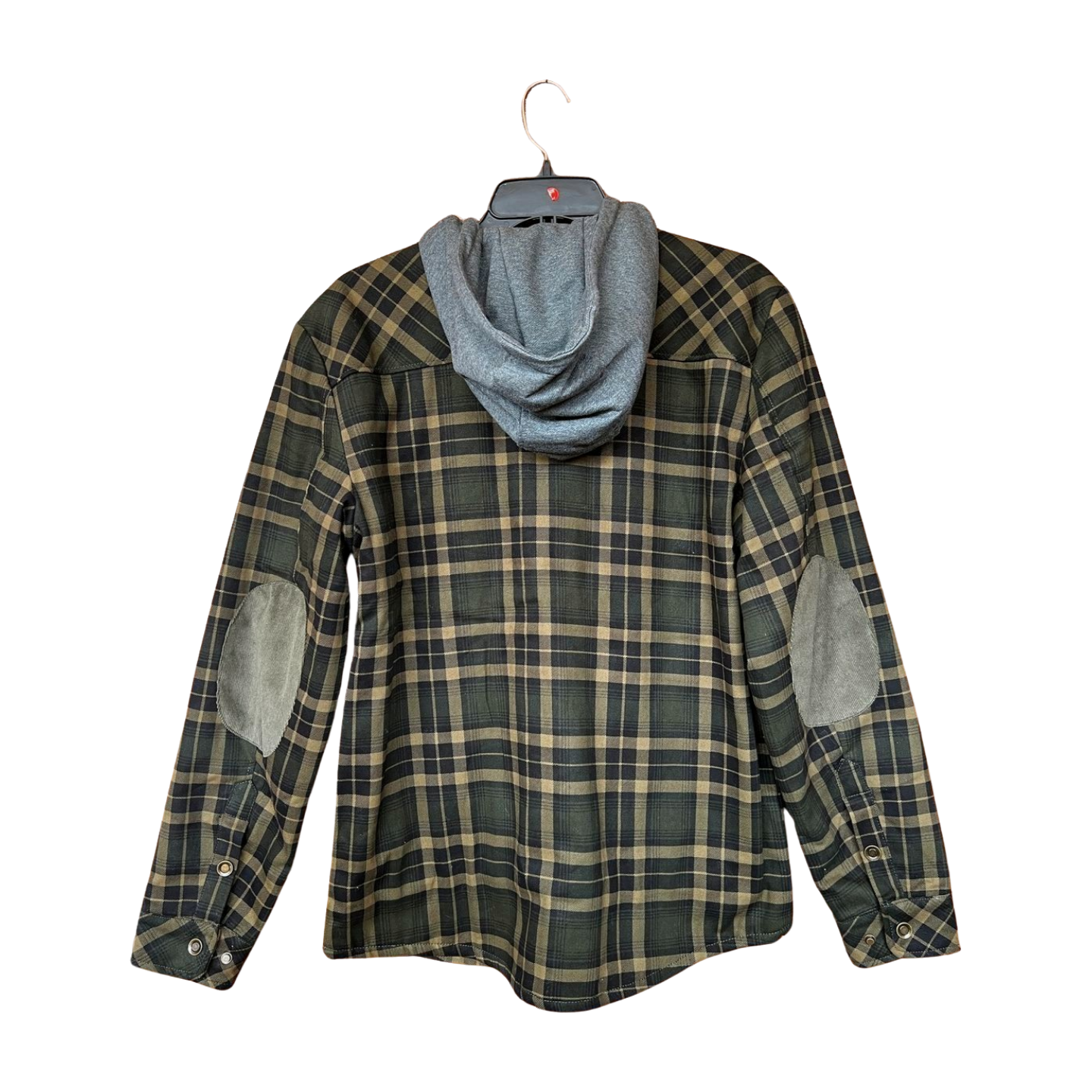 Aloha Aina Poi Co. - Hooded Flannel Jacket - Green & Tan - Back View