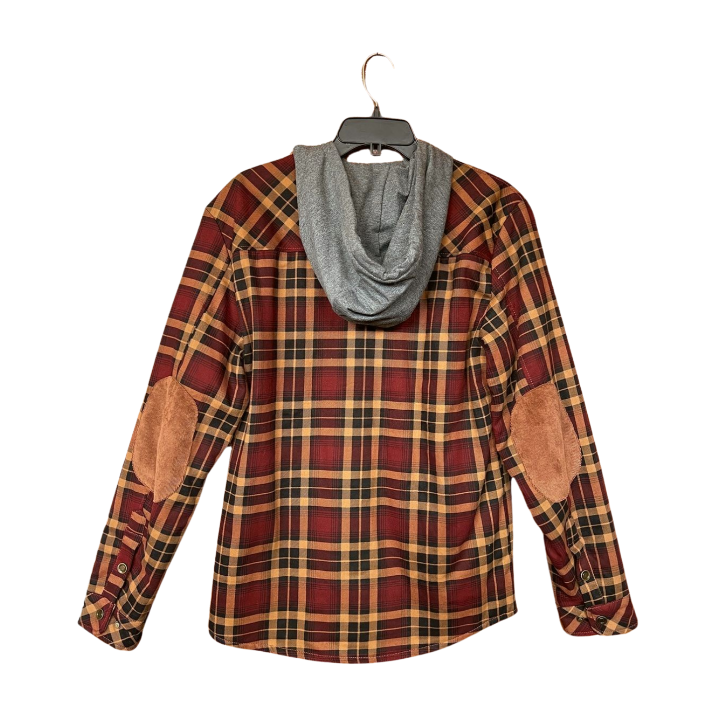 Aloha Aina Poi Co. - Hooded Flannel Jacket - Red & Brown - Back View