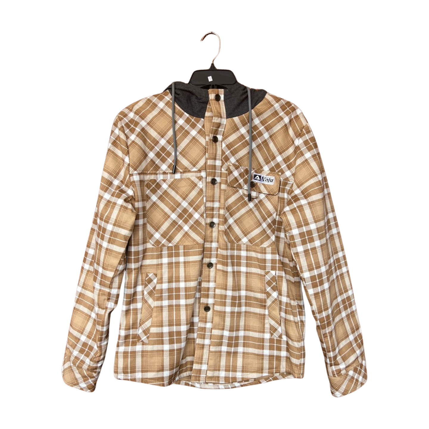 Aloha Aina Poi Co. - Hooded Flannel Jacket - Sand - Front View