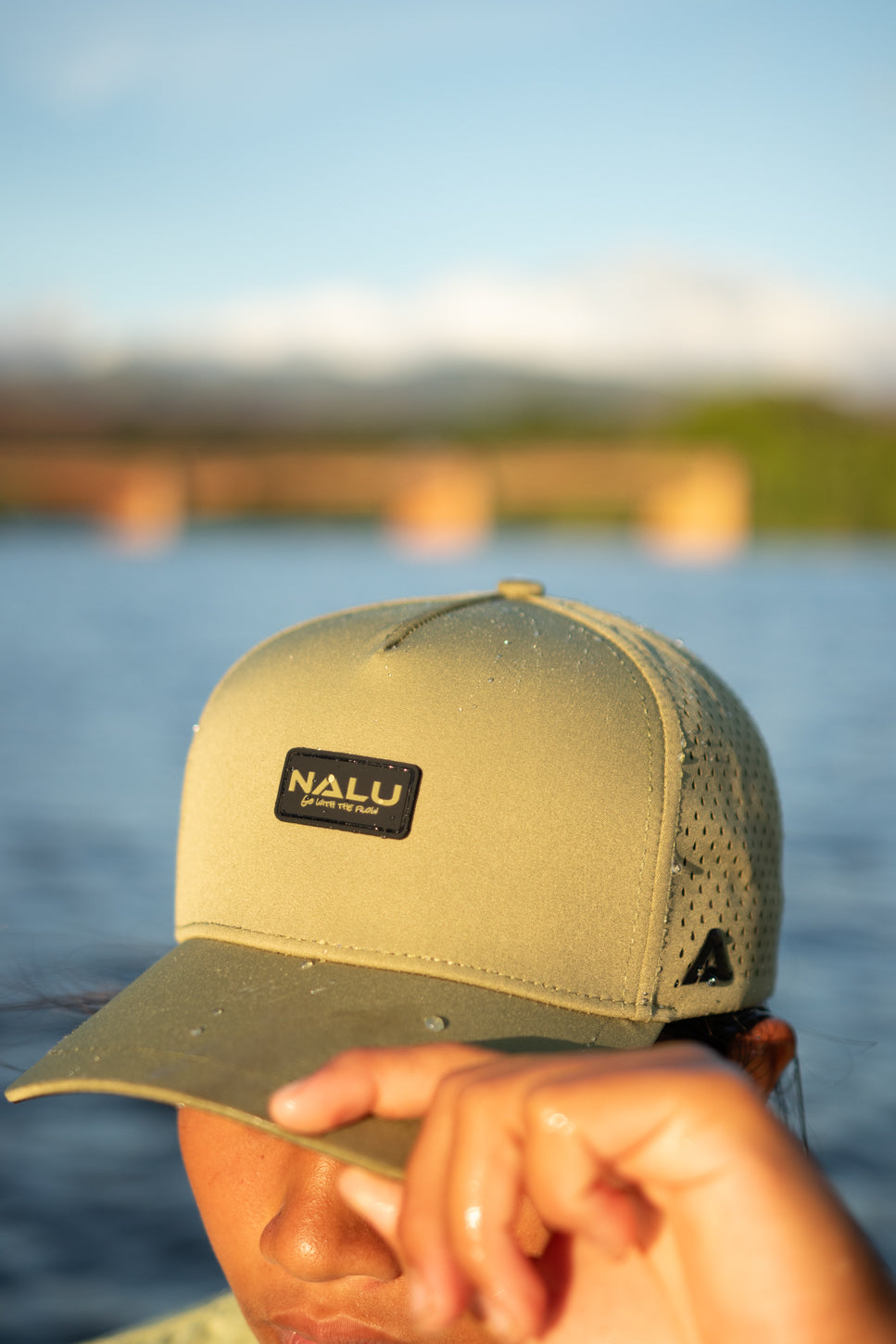 Nalu Green Waterproof Hat - Front View | Nalu Gear