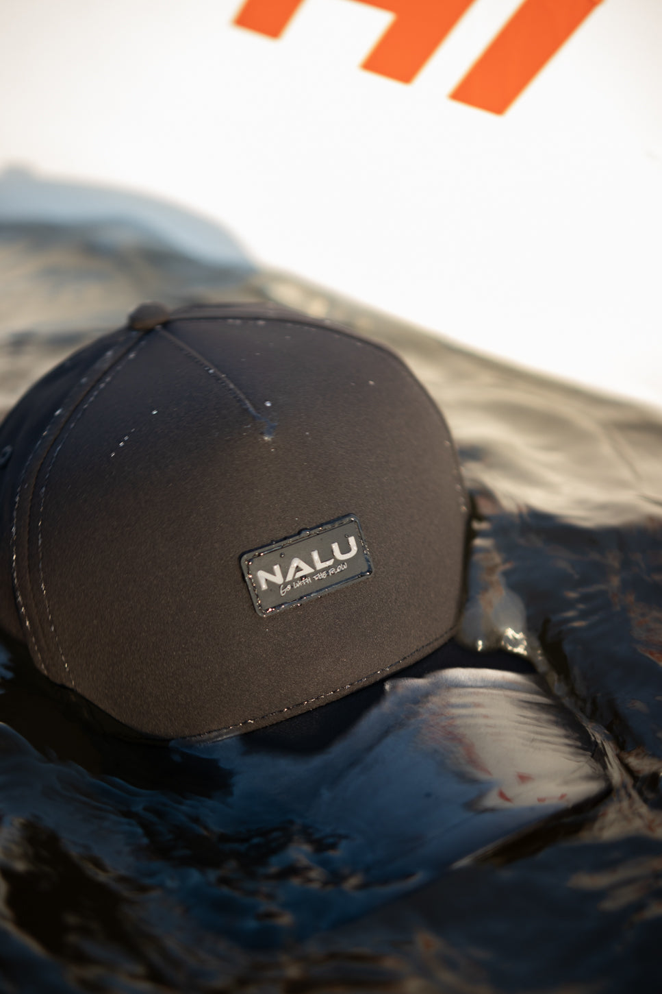 Nalu Black Waterproof Hat - Close Up | Nalu Gear