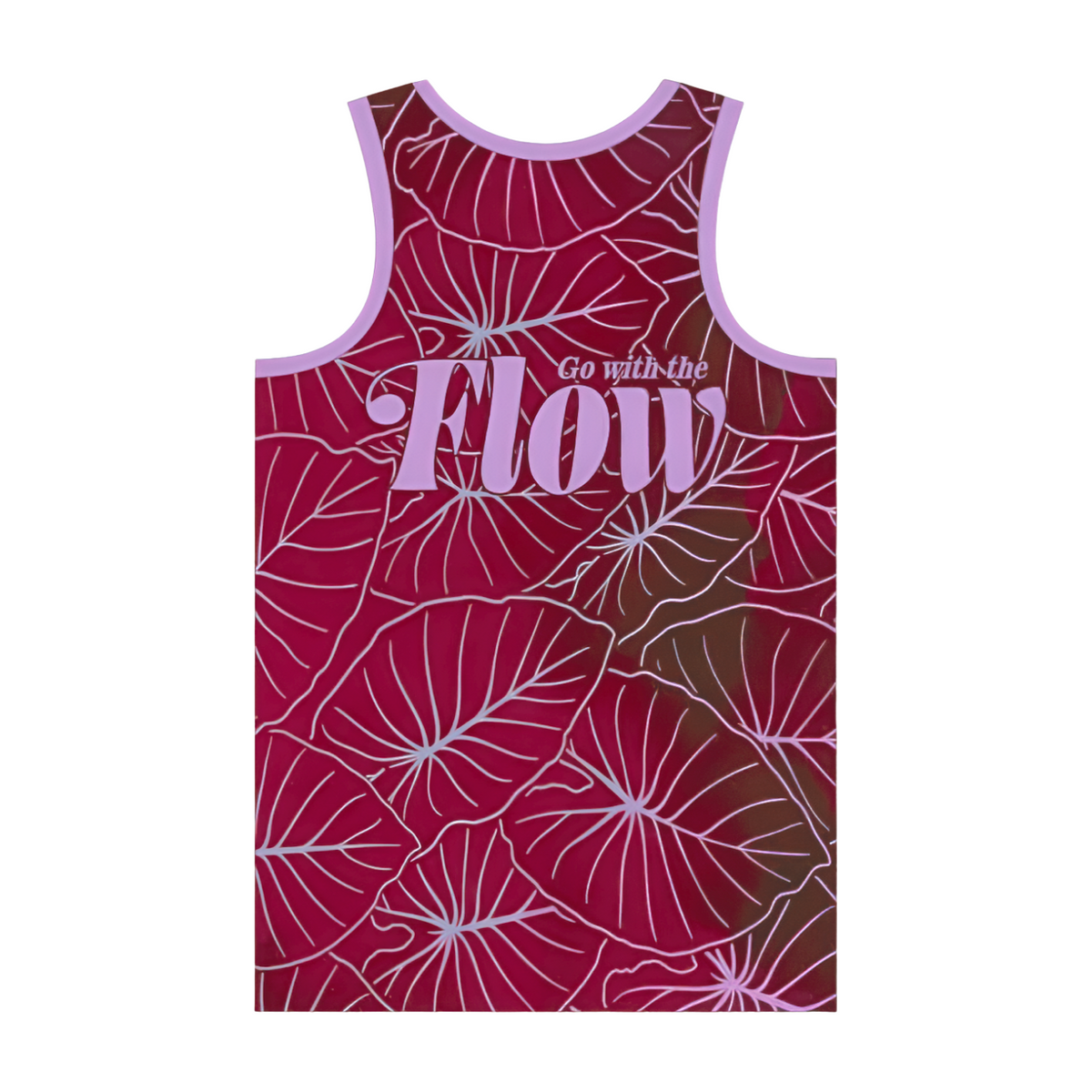 "Nalu Go With The Flow" Kalo Leaf Tank in Red & Purple - Back View | Nalu Gear