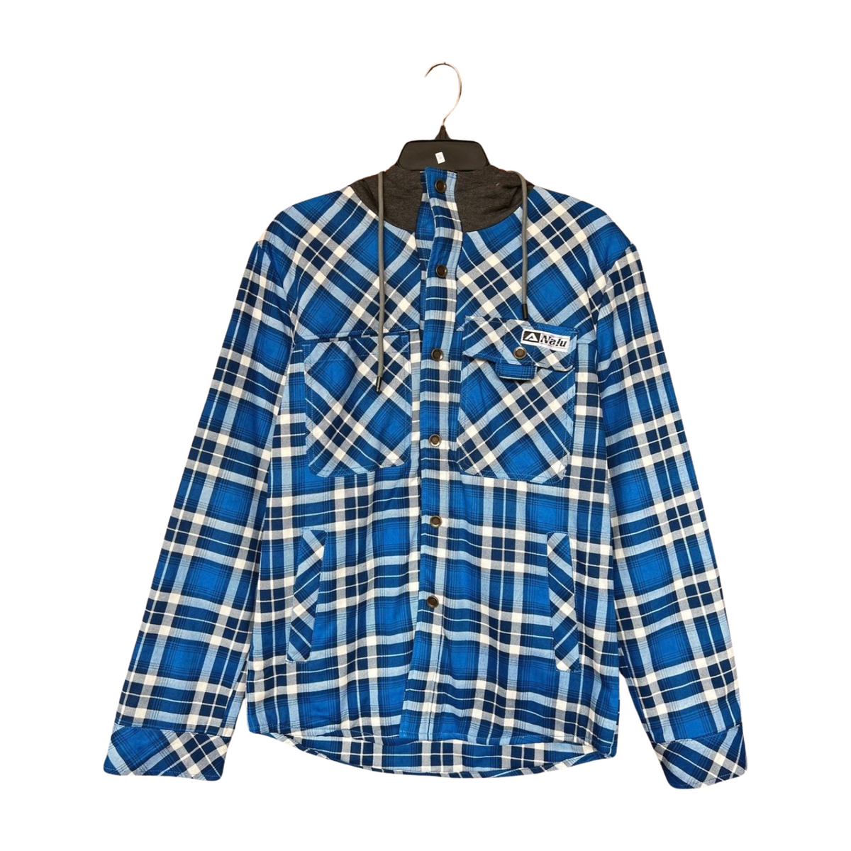 Aloha Aina Poi Co. - Hooded Flannel Jacket - Blue - Front View