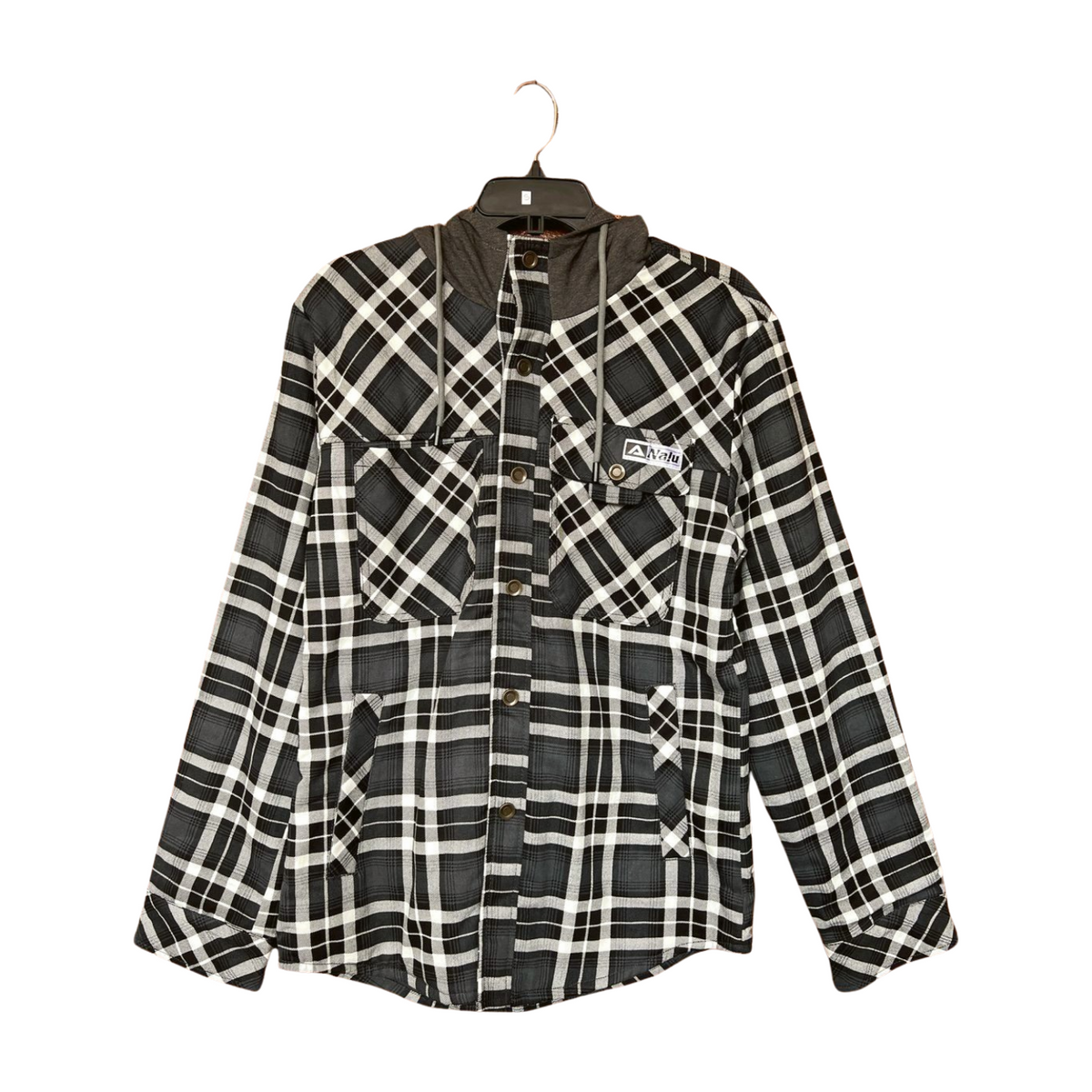 Aloha Aina Poi Co. - Hooded Flannel Jacket - Gray - Front View