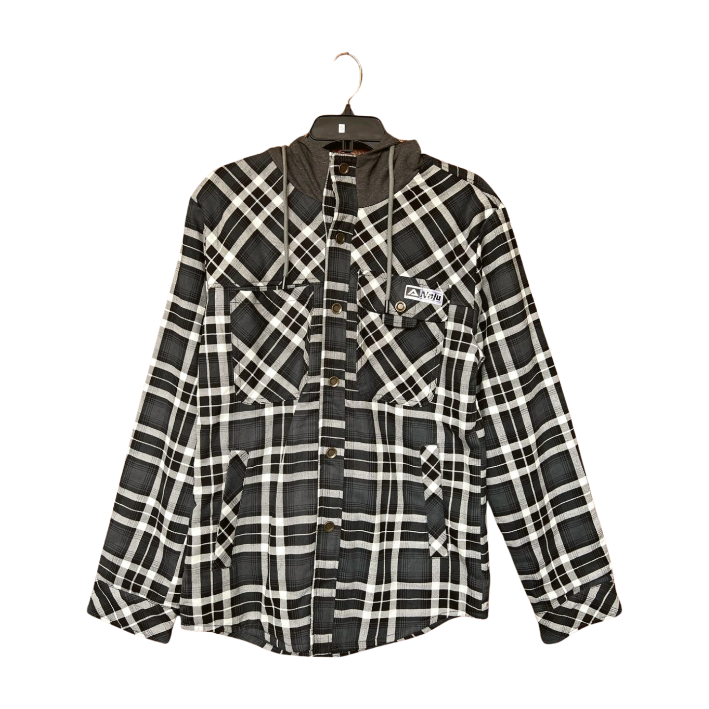 Aloha Aina Poi Co. - Hooded Flannel Jacket - Gray - Front View