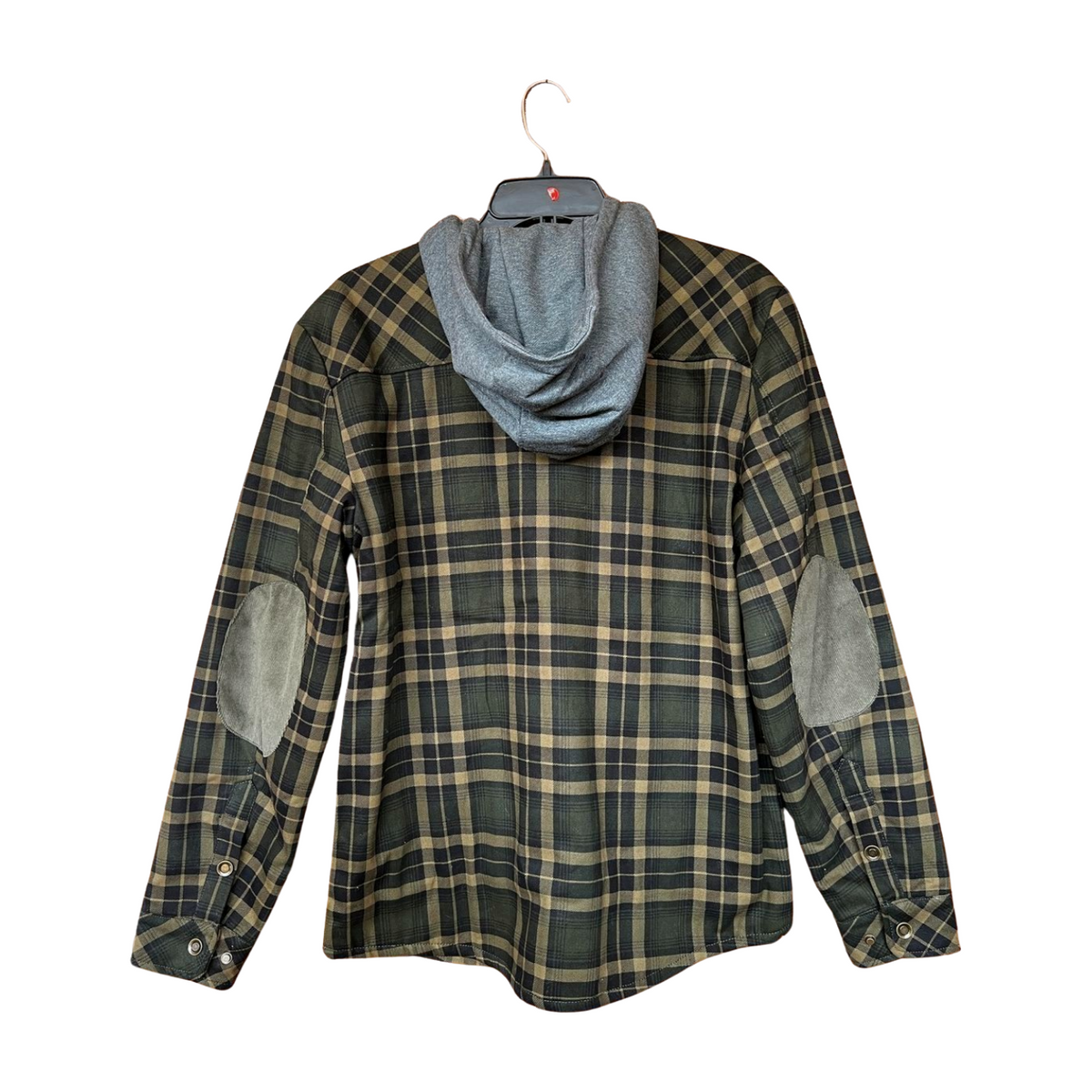 Aloha Aina Poi Co. - Hooded Flannel Jacket - Green & Tan - Back View
