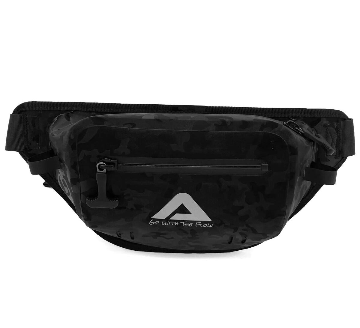 Nalu Camo Waterproof Fanny Pack in Black - Front View | Nalu Gear