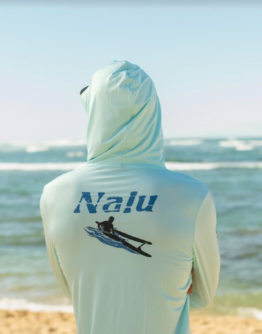 Nalu Go with the Flow Dri-Fit Long Sleeve T-Shirt in Blue - Back View | Nalu Gear
