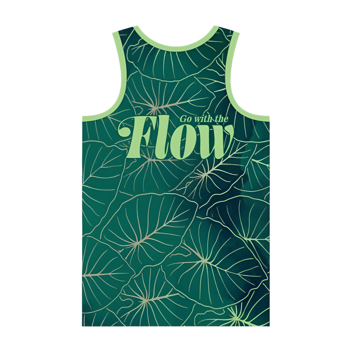 "Nalu Go With The Flow" Kalo Leaf Tank in Dark Green - Back View | Nalu Gear