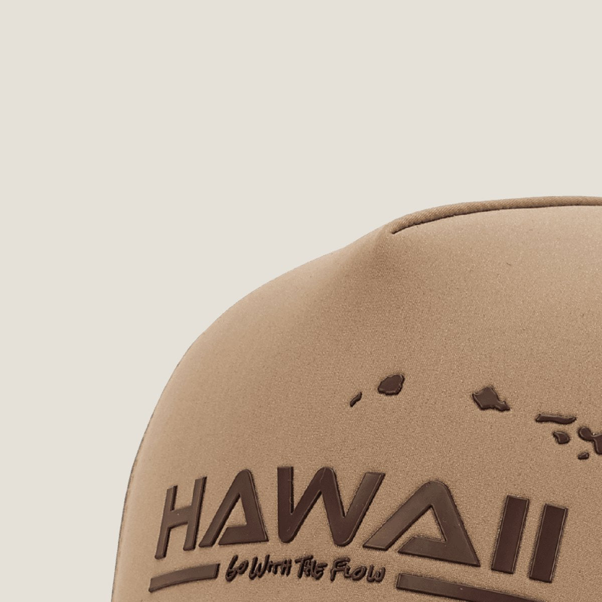 Hawaiʻi Khaki Snapback, close-up of the Hawaiʻi graphic