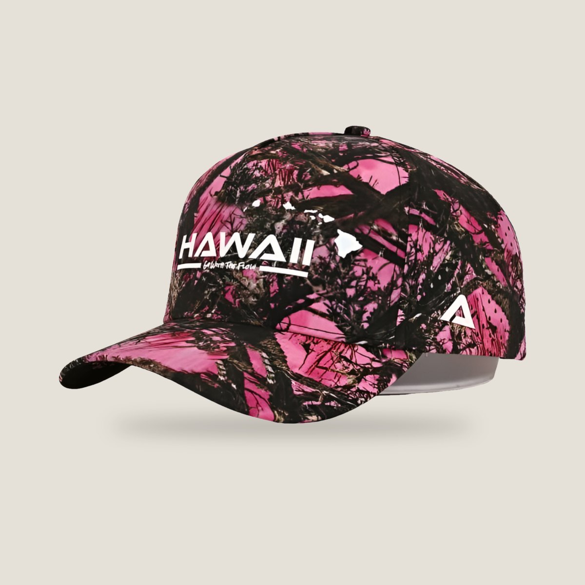 Hawaiʻi Pink Camo Snapback, angle