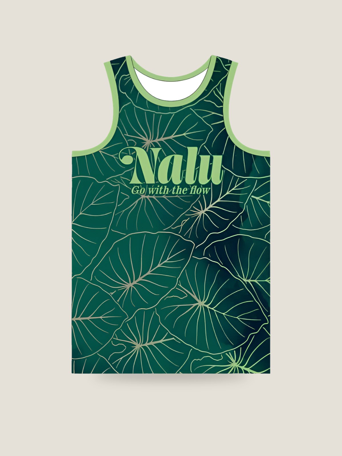 Kalo Leaf Nalu Tank - Dark Green, front