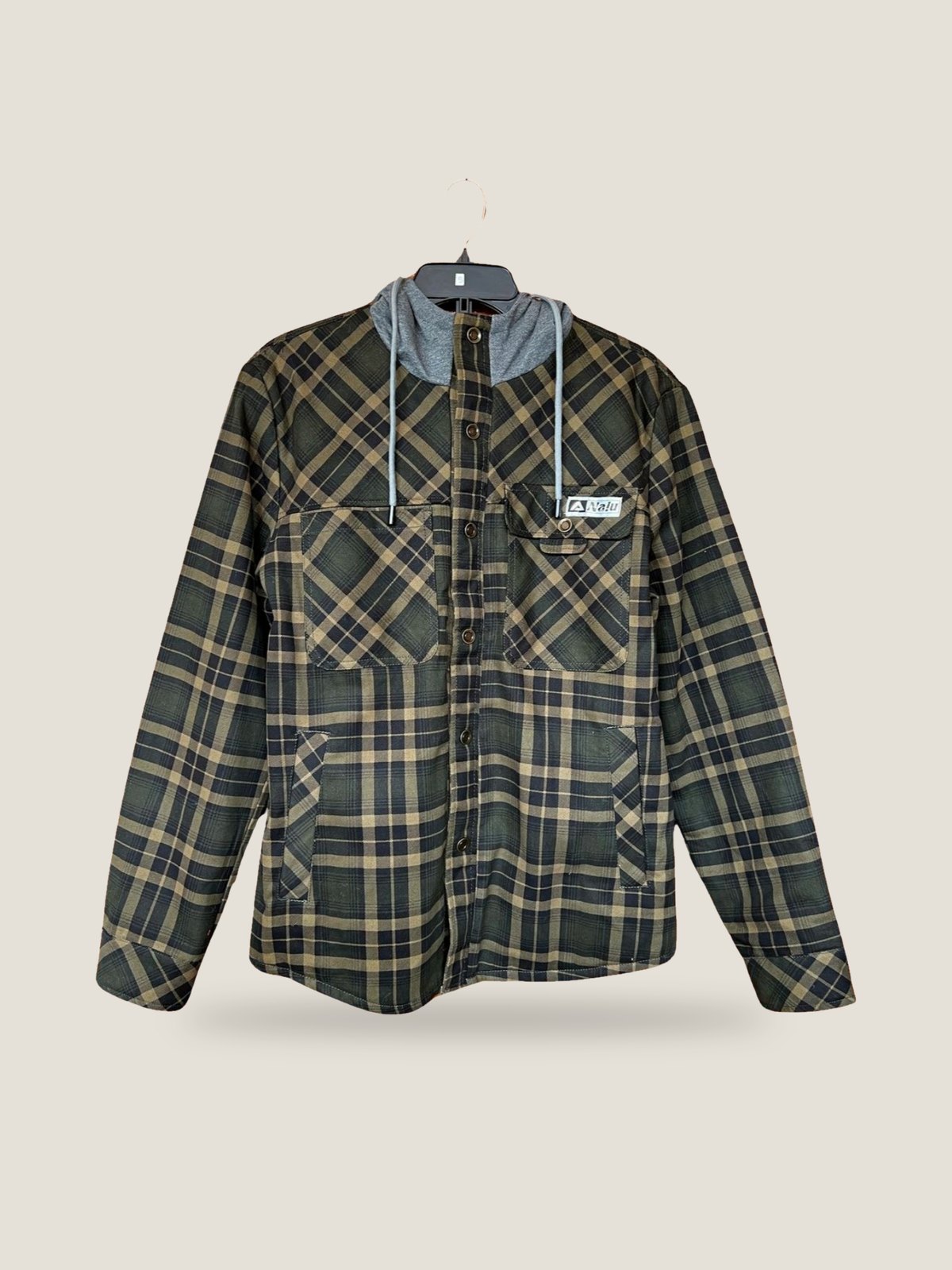 Nalu Flannel Jacket - Forest Green, front