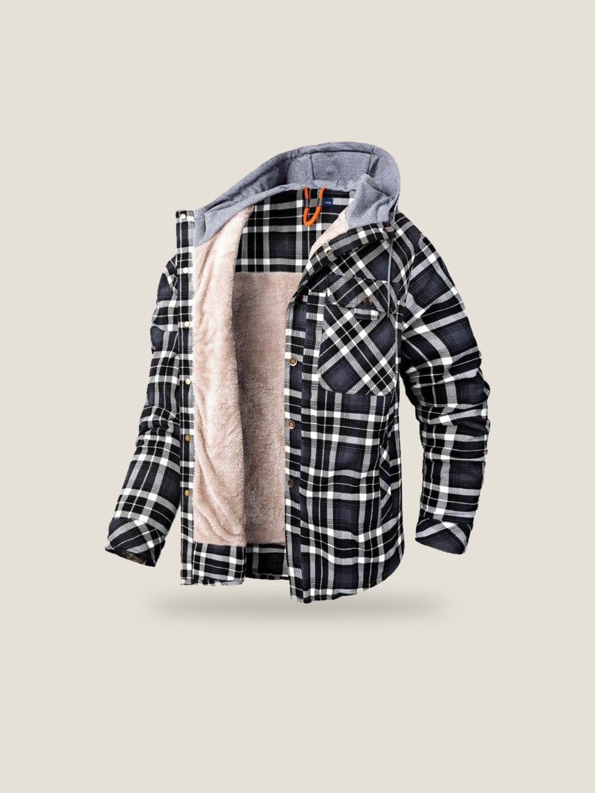 Nalu Flannel - Gray, open, showing the sherpa lining