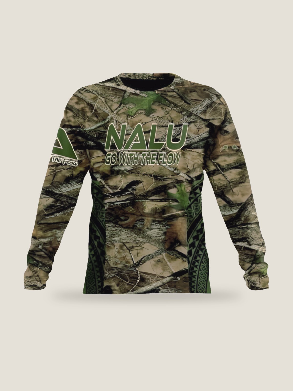 Nalu Go with the Flow Long Sleeve - Green Camo, front